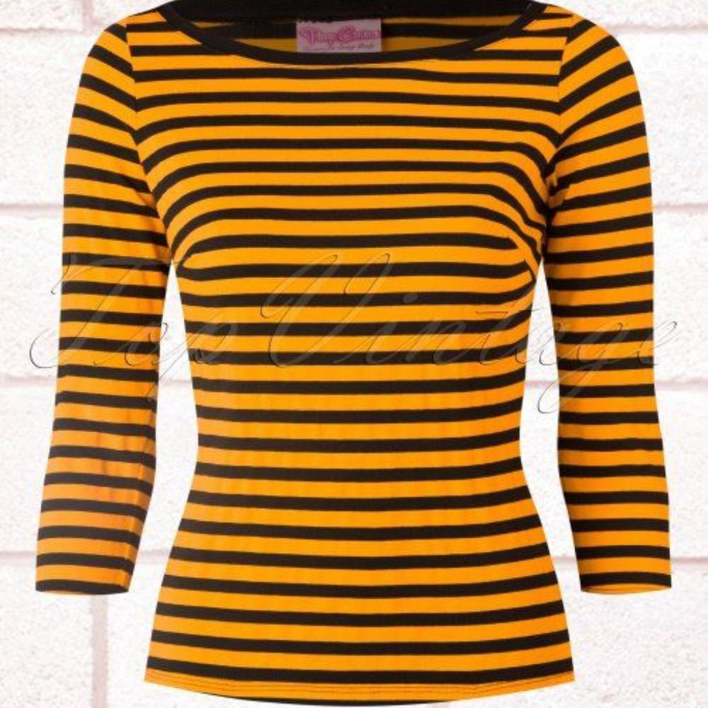 Pinup Couture Lorene Boatneck top yellow & black